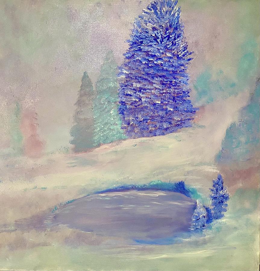 Blue Fir Tree  Painting by Monica Hebert