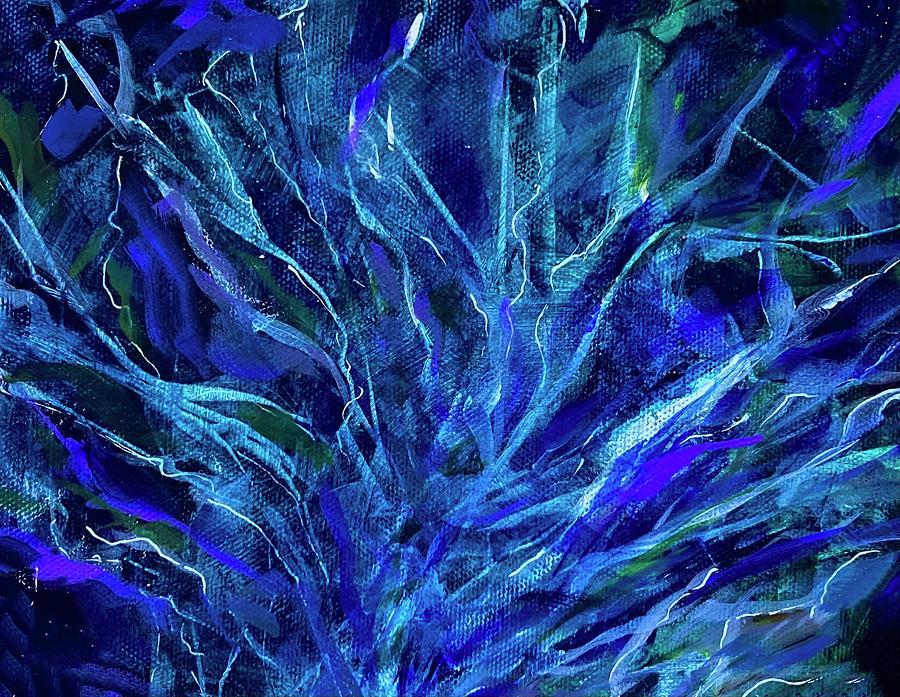Blue Fire Painting by Eunice Warfel