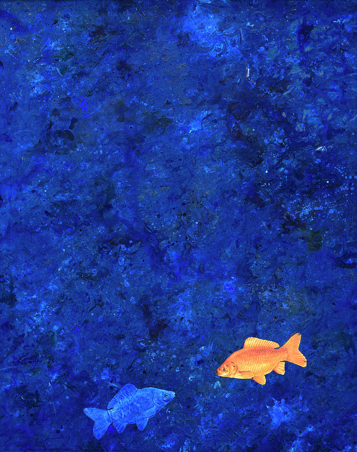 Goldfish Painting - Blue Fish by James W Johnson