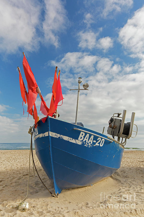 Blue Fishing Boat on Beach Photograph by Arterra Picture Library