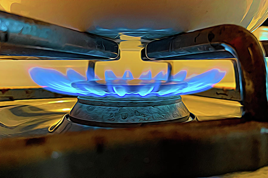 Blue Flames Heating Up the Teapot Expressionism Photograph by Bill Swartwout