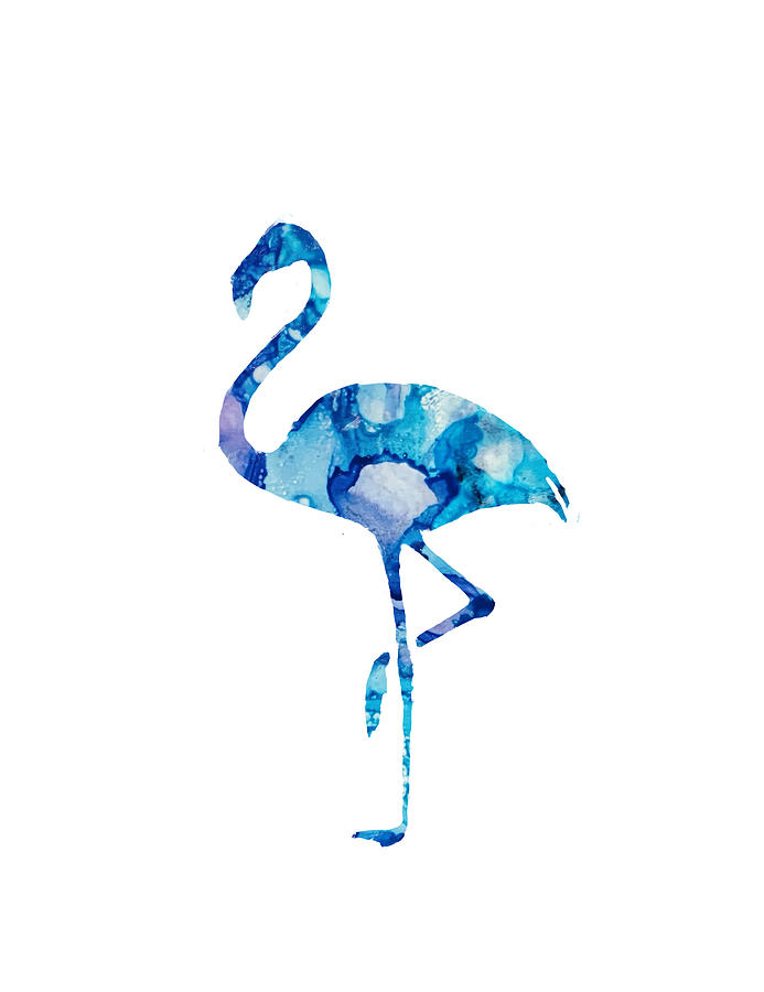 Blue Flamingo Silhouette  Mixed Media by Eileen Backman