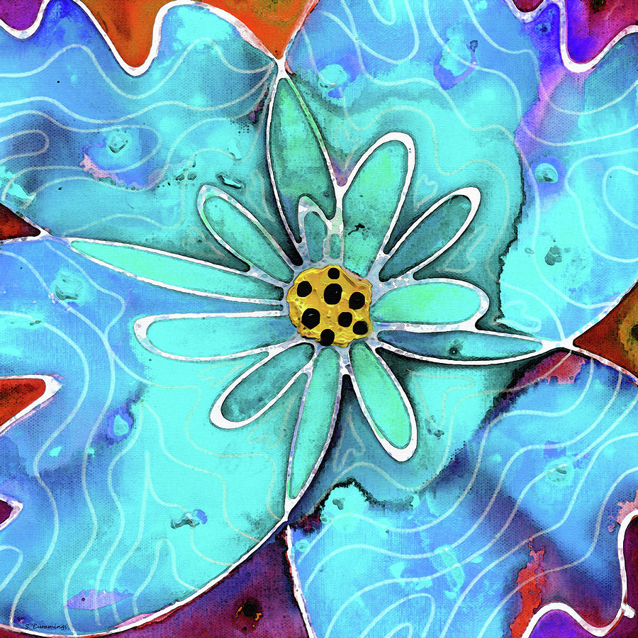 Flower Painting - Blue Flower Art - Diva - Sharon Cummings by Sharon Cummings