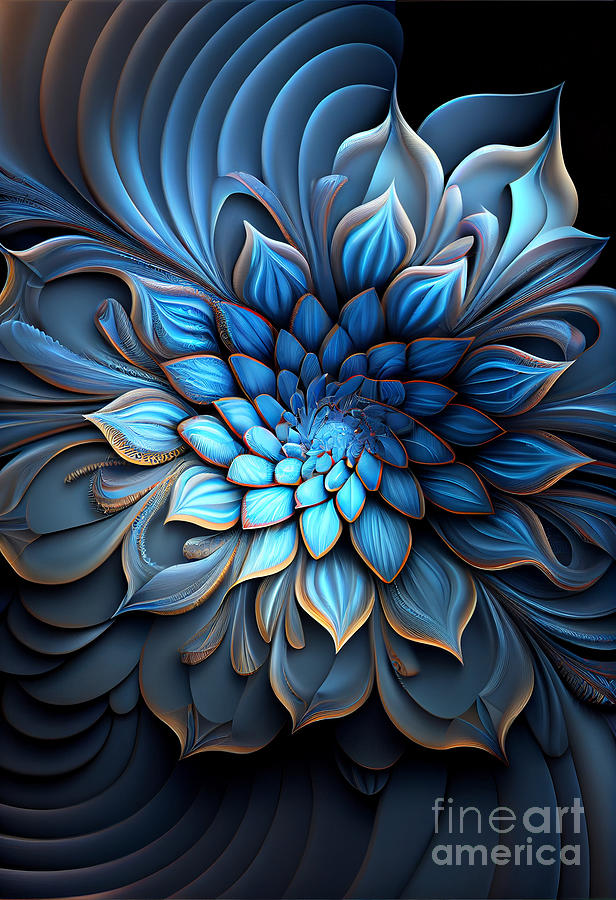 Flower Digital Art - Blue flower geometry by Sabantha