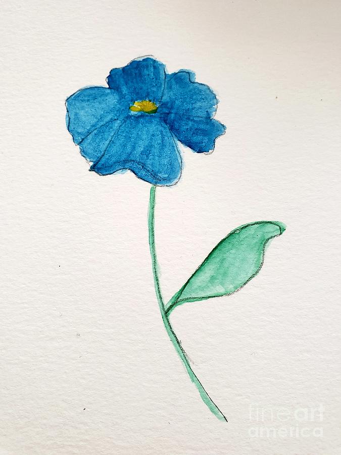Blue Flower Painting by Margaret Welsh Willowsilk
