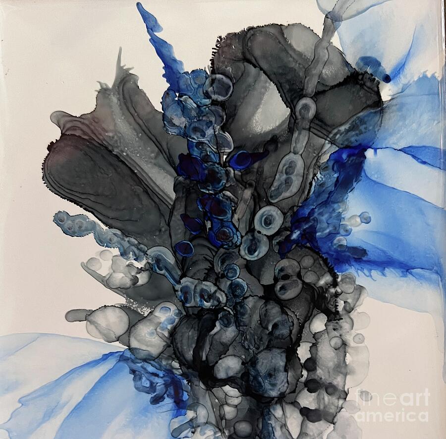 Abstract Painting - Blue Flower by Monique Gray