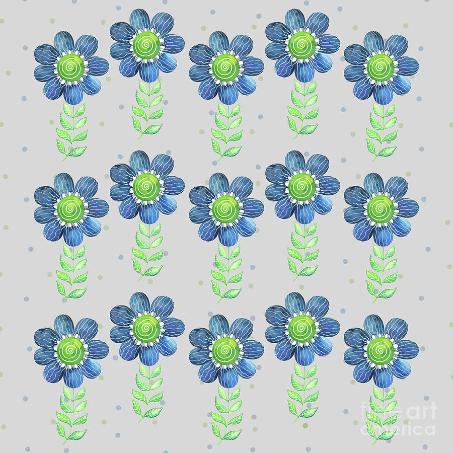 Blue Flower Pattern Painting by Shelley Wallace Ylst