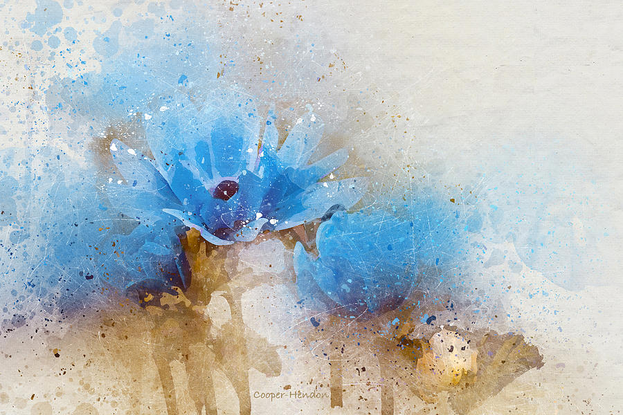 Blue Flowers 4B Digital Art by Peggy Cooper-Hendon