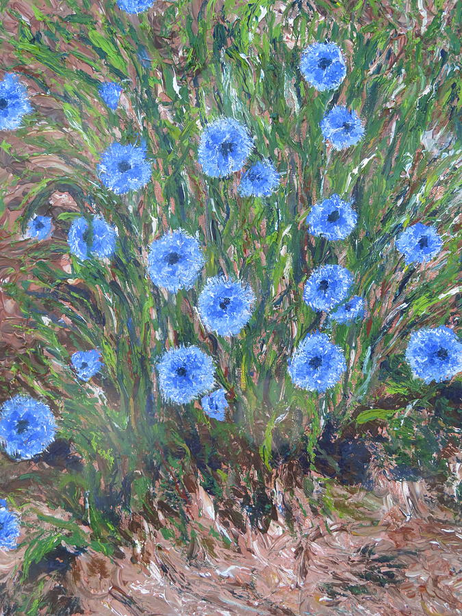 Blue Flowers Painting by Alice Faber