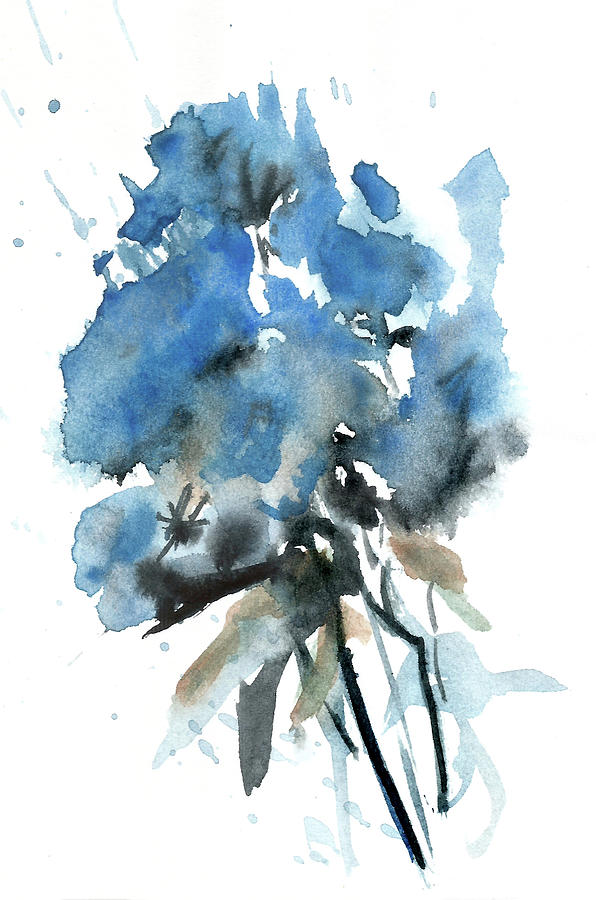 Blue Flowers Bouquet Painting by Masha Batkova