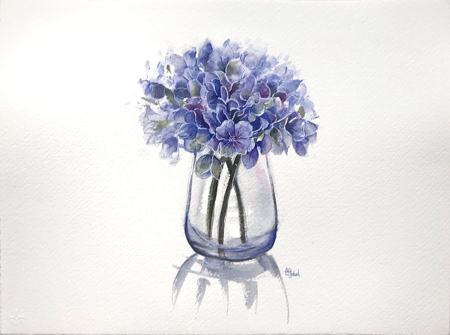 Blue Flowers Painting by Chris Hobel