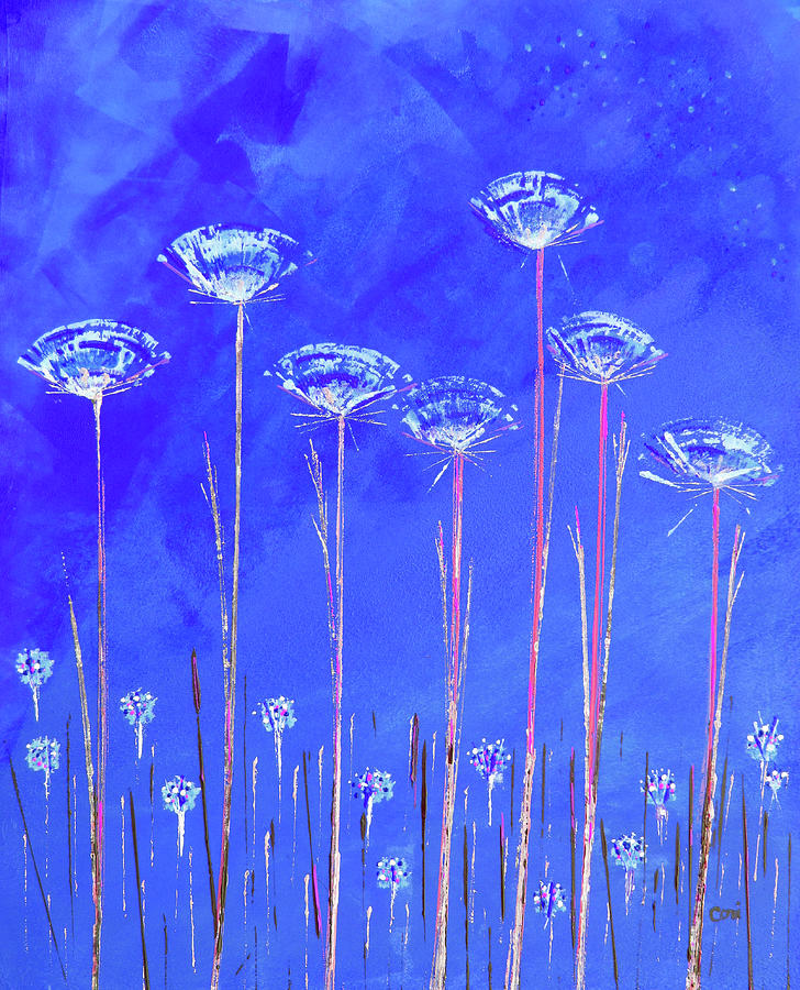 Blue Flowers Painting by Corinne Carroll