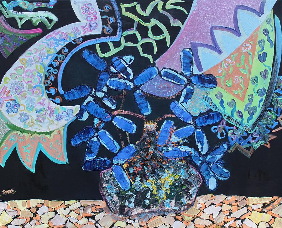 Blue Flowers Painting by Donald E Davis Pixels