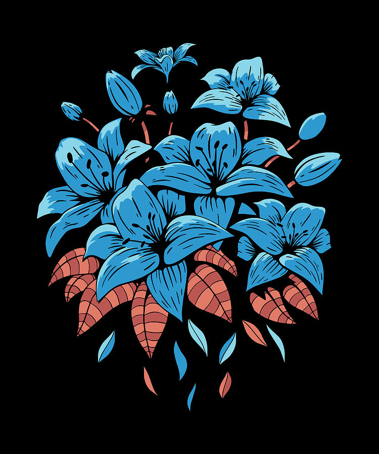 Blue flowers drawing realistic flower drawing Digital Art by Norman W
