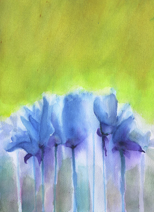 Blue Flowers Painting by Frank Bright