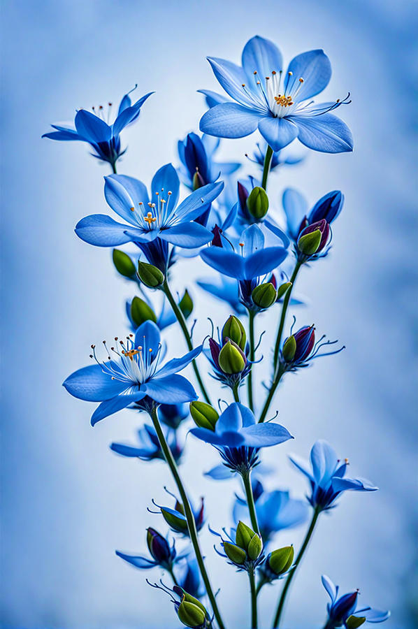 Blue Flowers Digital Art