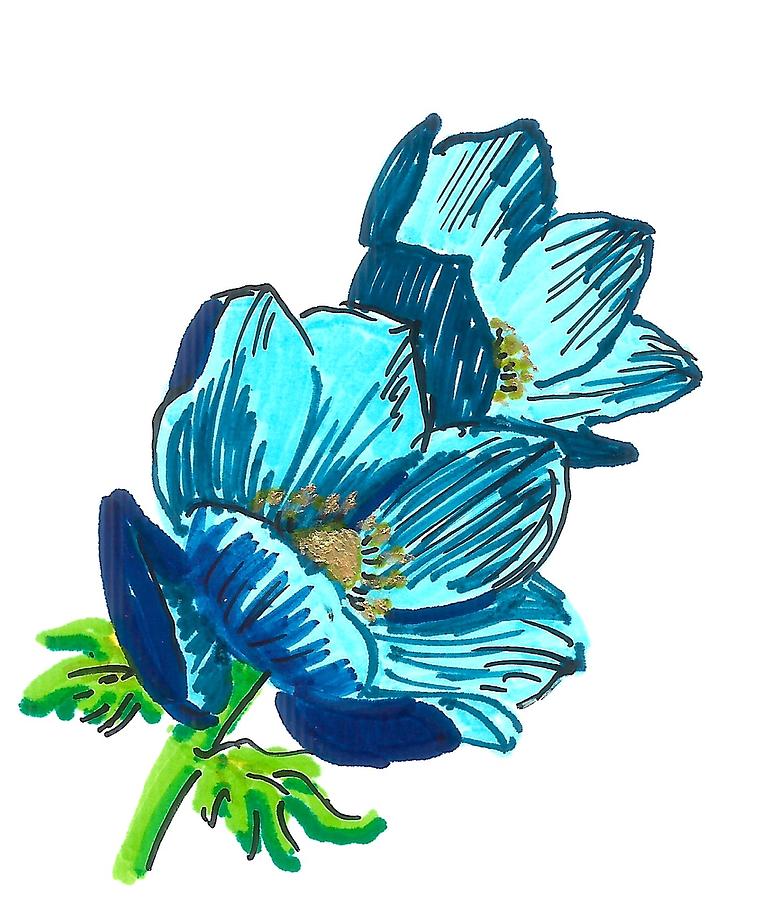 Blue Flowers Painting by Masha Batkova