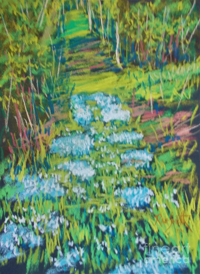 Blue Flowers over the Way  Pastel by Rae  Smith PAC