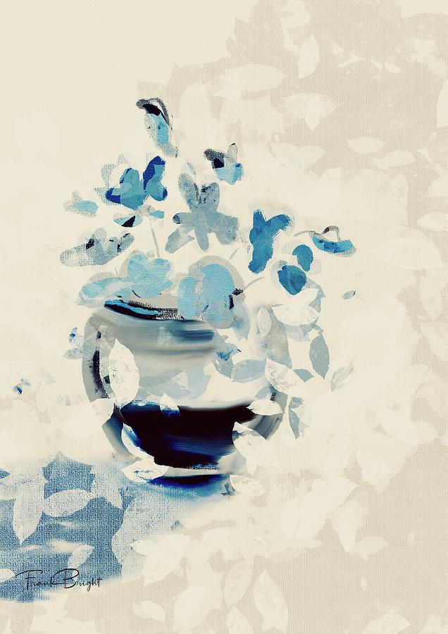 Blue Flowers Sillouette Digital Art by Frank Bright