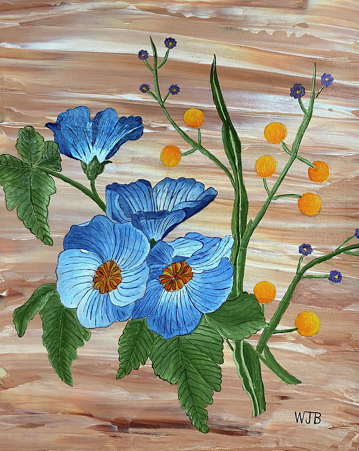 Blue Flowers Painting by William Bowers