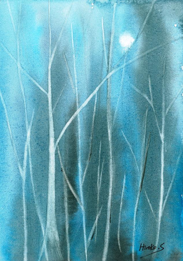 Blue Forest Painting by Hiroko Stumpf