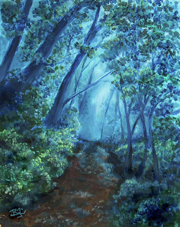 Blue Forest Mist Painting by Jean Batzell Fitzgerald