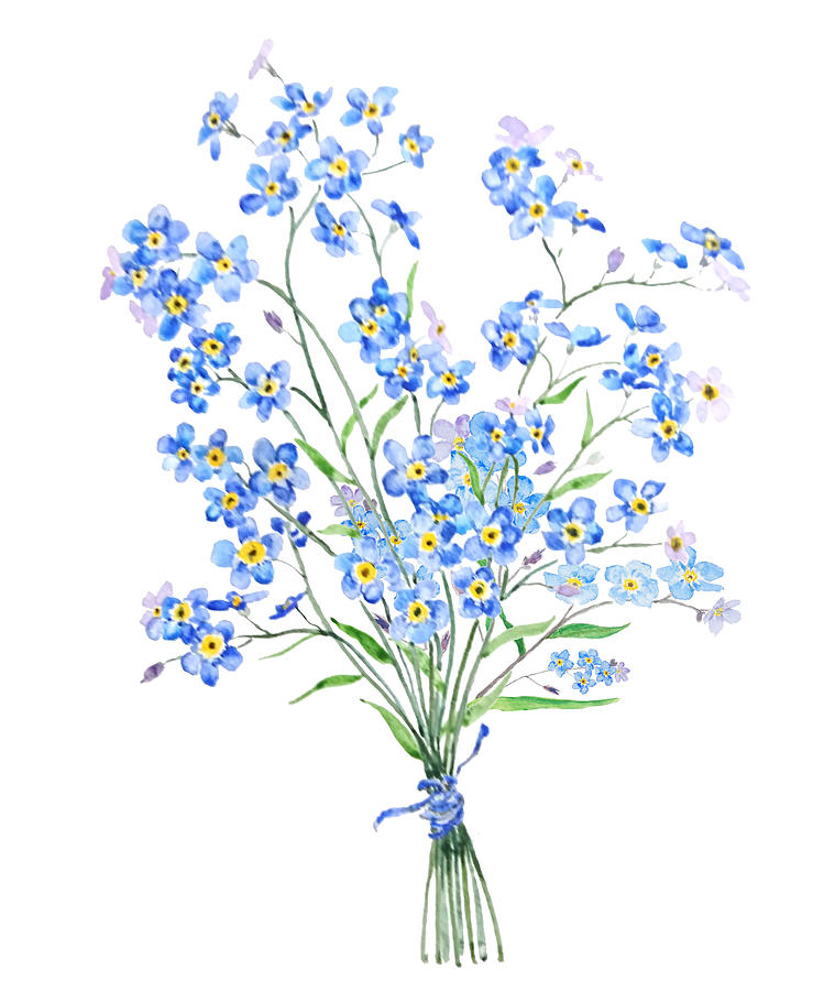 Blue Forget Me Not Flowers Bouquet Painting By Color Color