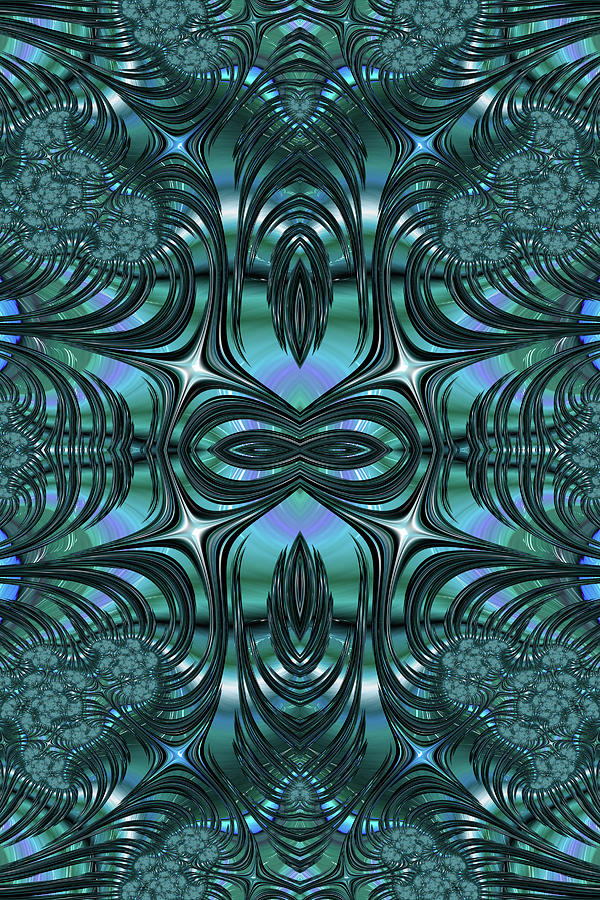 Blue Fractal Carnival Pattern  Digital Art by Shelli Fitzpatrick