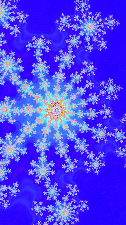 Blue Fractal Winter Snowflakes  Digital Art by Shelli Fitzpatrick