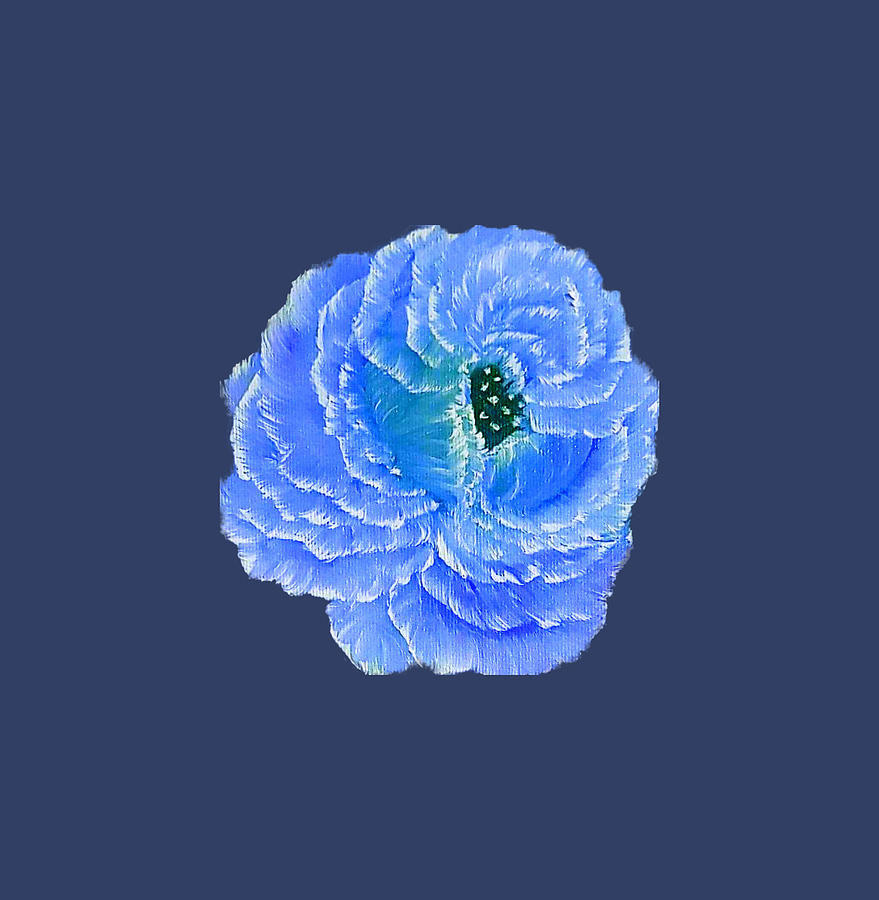 Blue Fragrance Rose On Deep Blue Painting