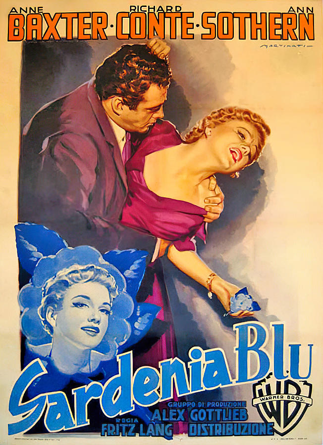 Blue Gardenia -2, 1953 - art by Luigi Martinati Mixed Media by Movie World Posters