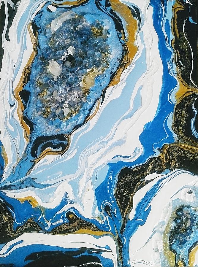 Blue Geode Painting by Lynne McQueen