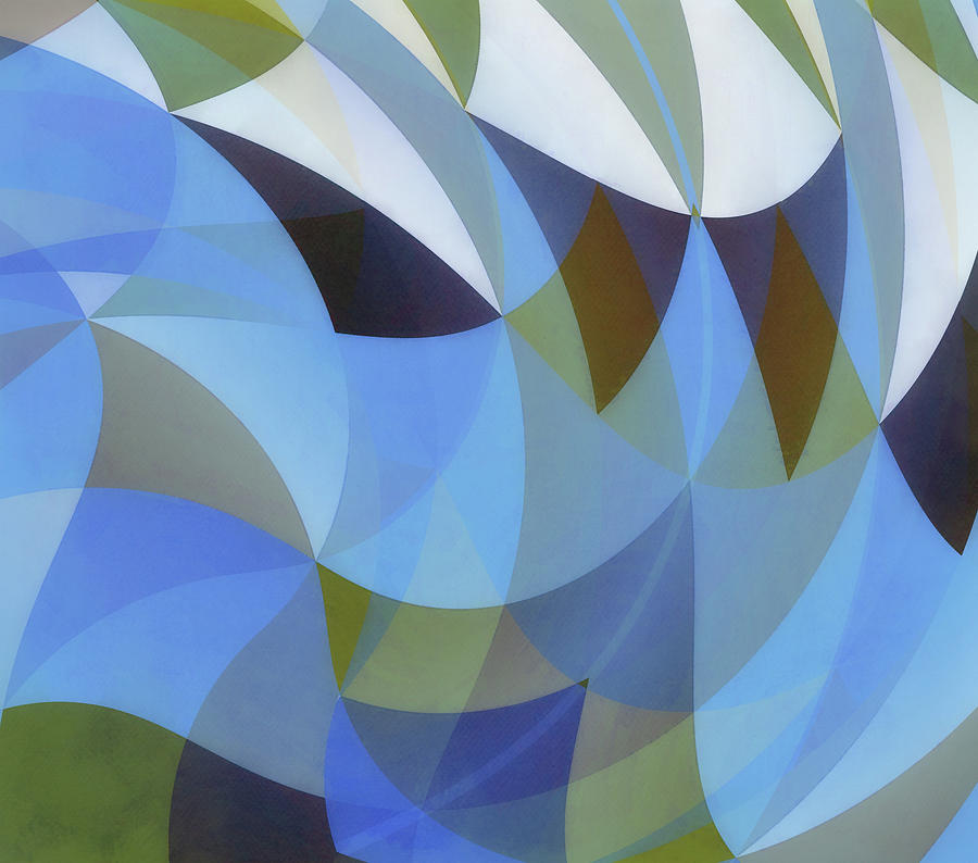 Blue Geometric Curves Abstract Art Pattern Digital Art by Gaby Ethington