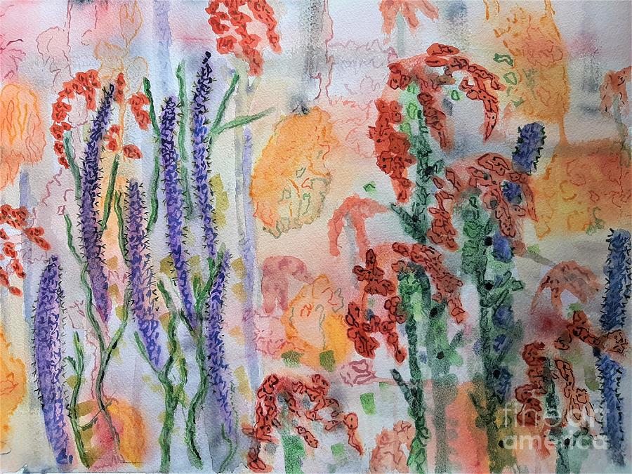 Nature Painting - Hyssop and Turks Cap by L A Feldstein