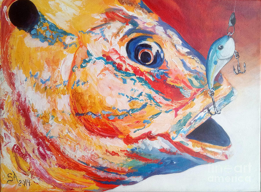 Blue Gill Fish Expressionism Painting by Sonya Allen