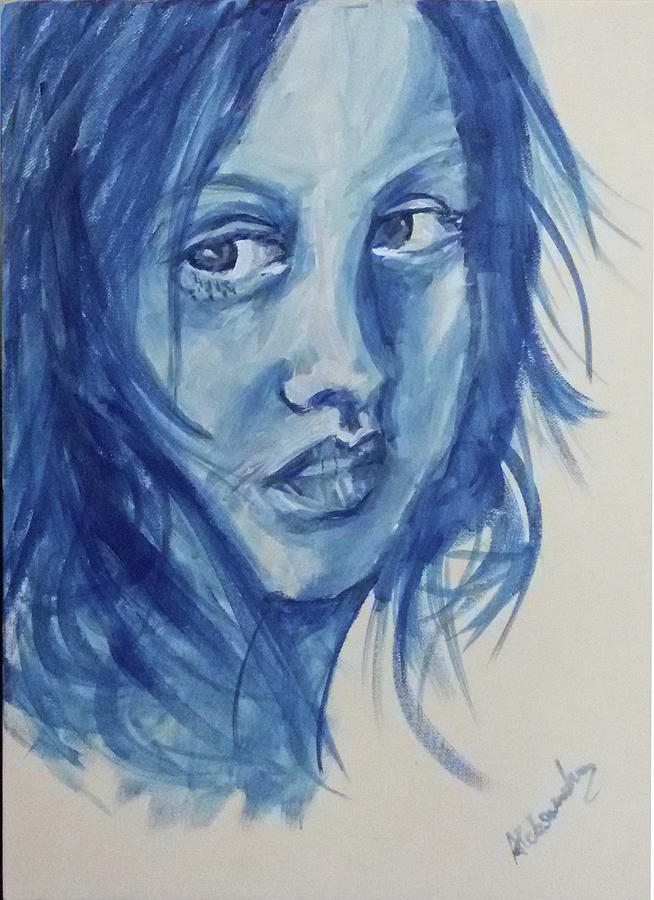 Blue Girl Painting by Aleksandra Grbic Hrustic - Fine Art America