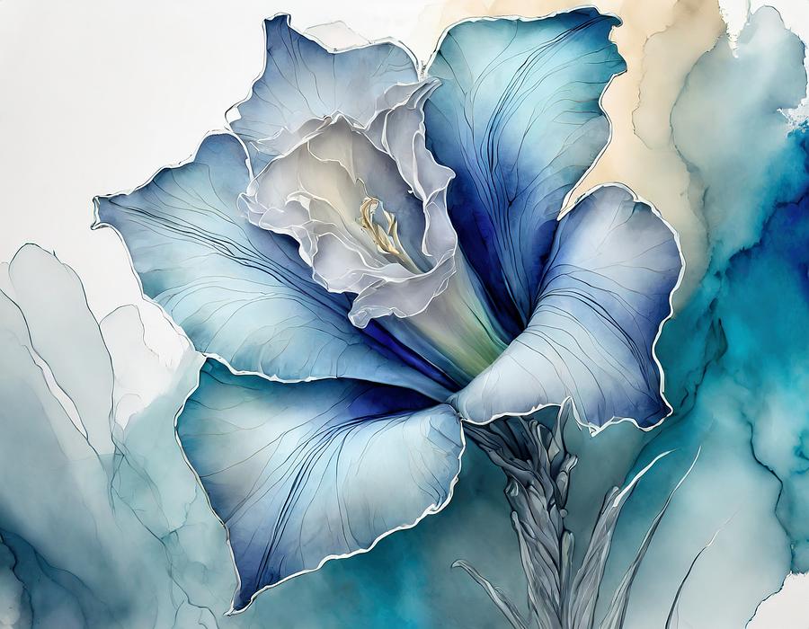 Blue Gladiolus Mixed Media by Susan Rydberg