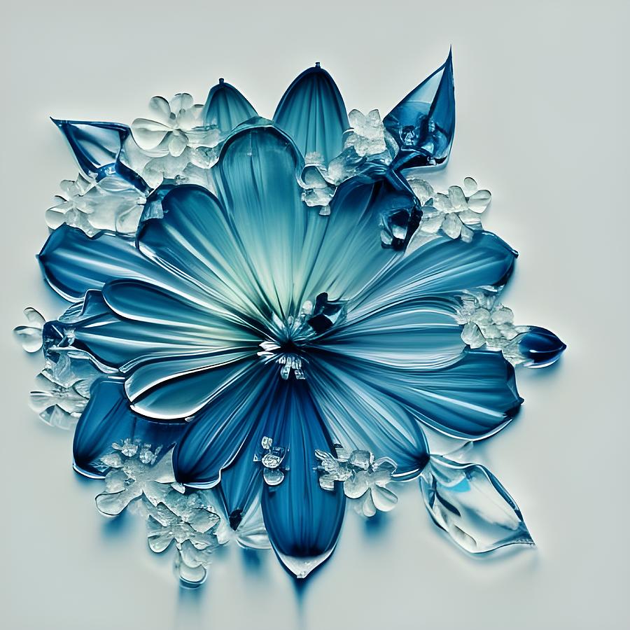 Blue Glass Flower Digital Art by Beverly Read