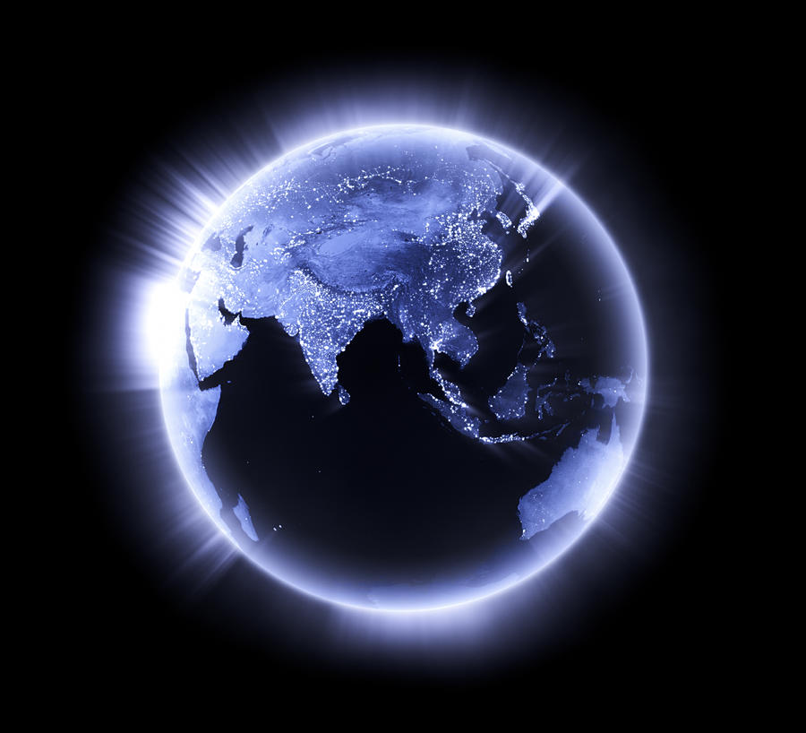 Blue glowing Earth [Lower Asia] Photograph by Fpm