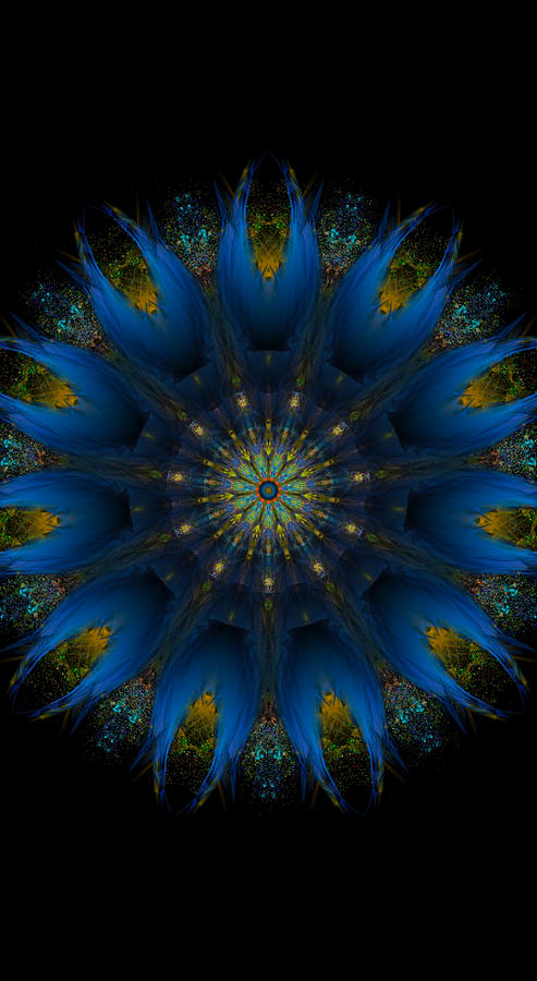 Blue Gold Mandala Digital Art by Michael Canteen