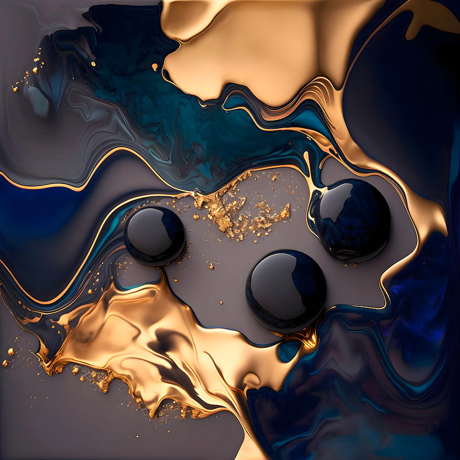 Blue Gold Marble No4 Digital Art by Jirka Svetlik