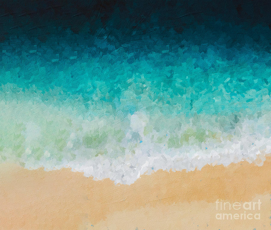 Blue gradient beach Painting by Digit Paint - Pixels