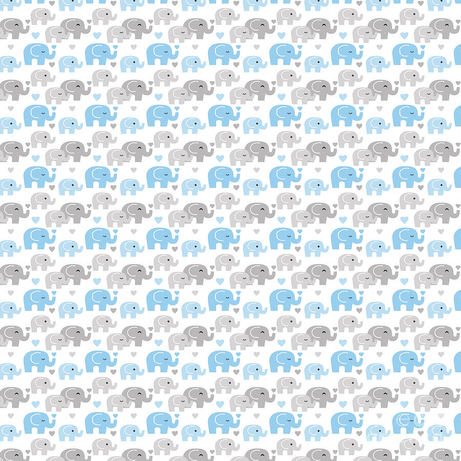 Blue Gray Elephant Baby Boy Nursery Wrapping Paper by decampstudios