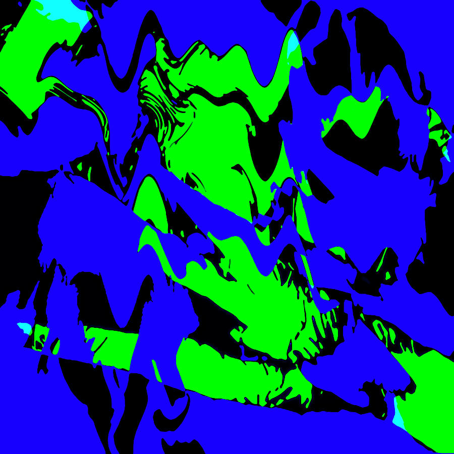 Blue Green Fantasy Flower Digital Art by Elastic Pixels
