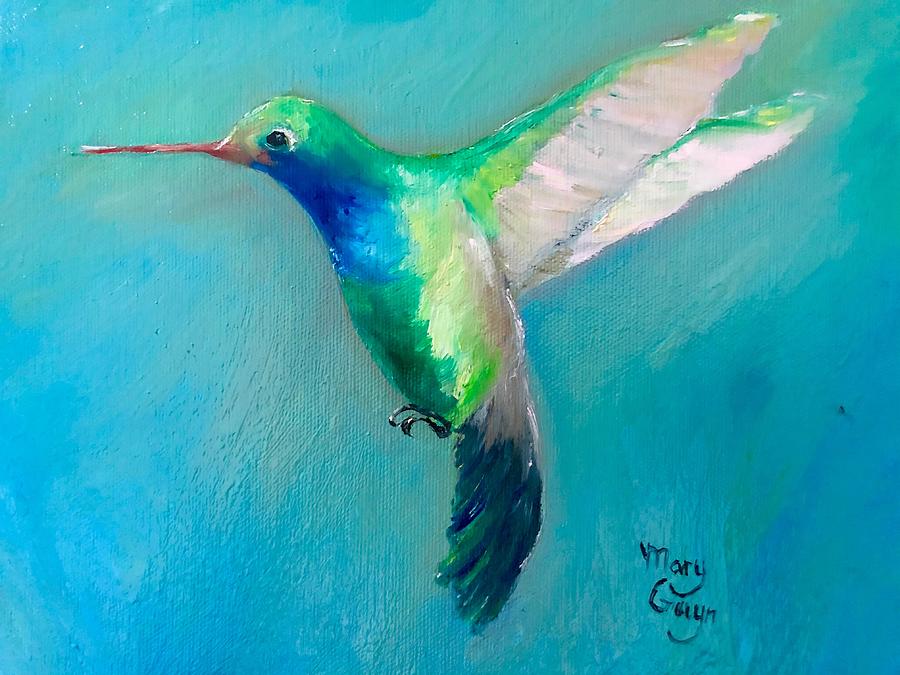Blue Green Hummingbird Painting by Mary Gwyn Bowen