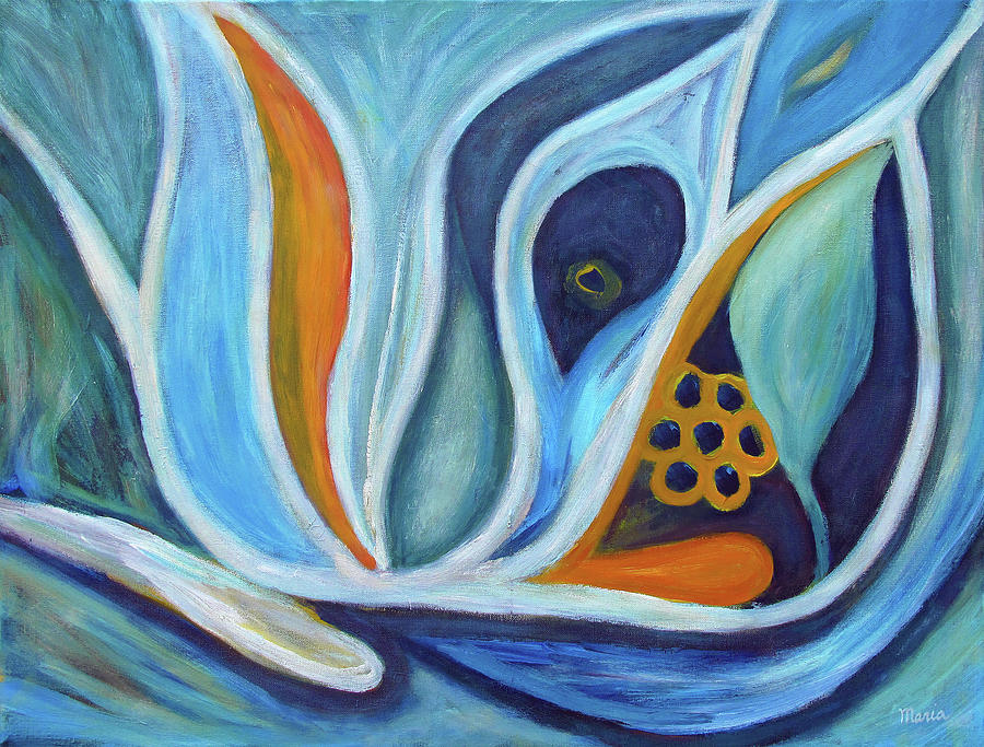 Abstract Painting - Blue Growth by Maria Meester