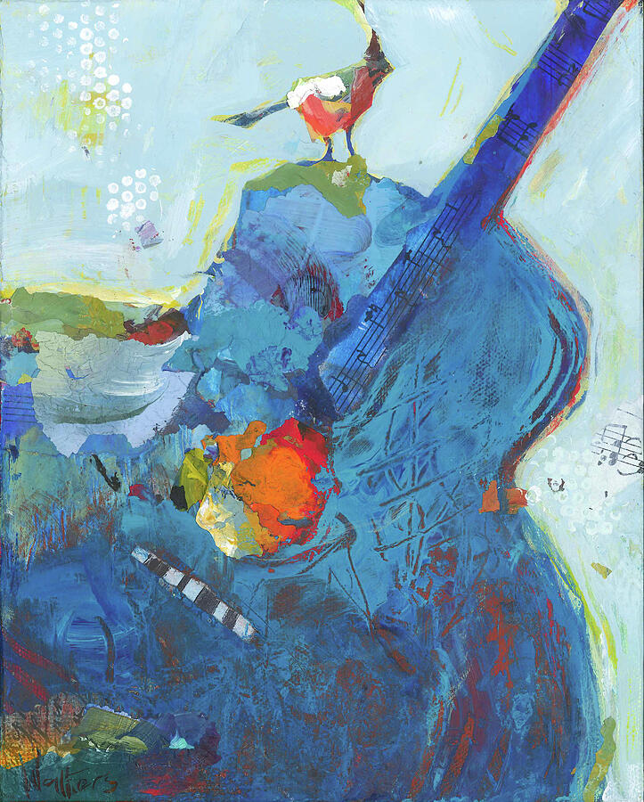 Blue Guitar Painting by Shelli Walters