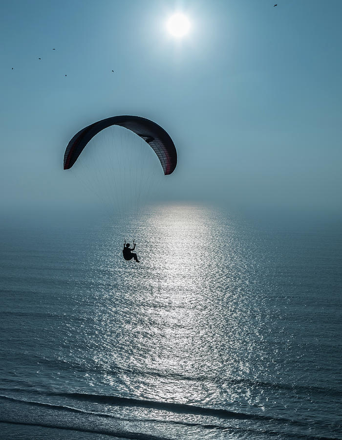 Hang Glider Photograph - Blue Hang Glider by Larry Marshall
