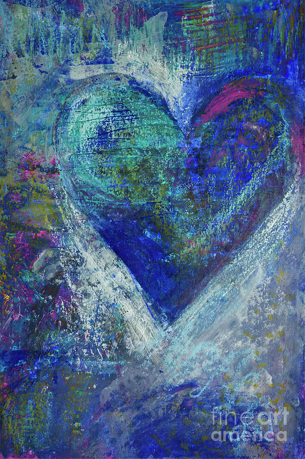 Blue Heart Abstract Mixed Media by Iris Richardson