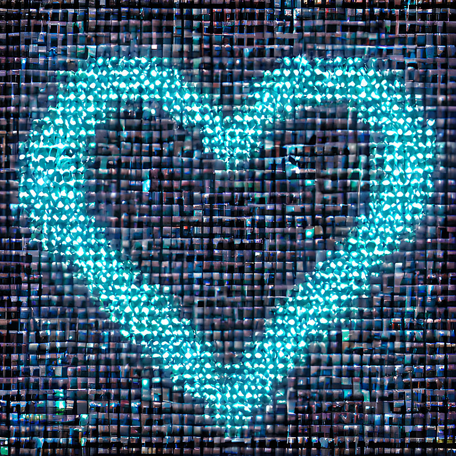 Blue Heart Mosaic Digital Art by Amalia Suruceanu